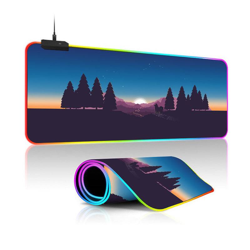 Oversized RGB Luminous Mouse Pad โ Landscape Design, Non-Slip, Gaming Desk Mat - TechTronic