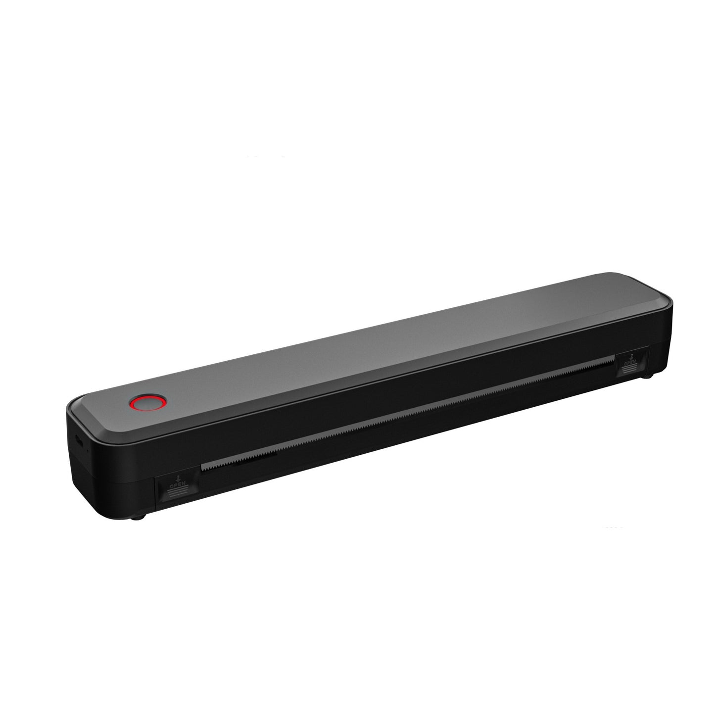 Black barcode scanner on a white background