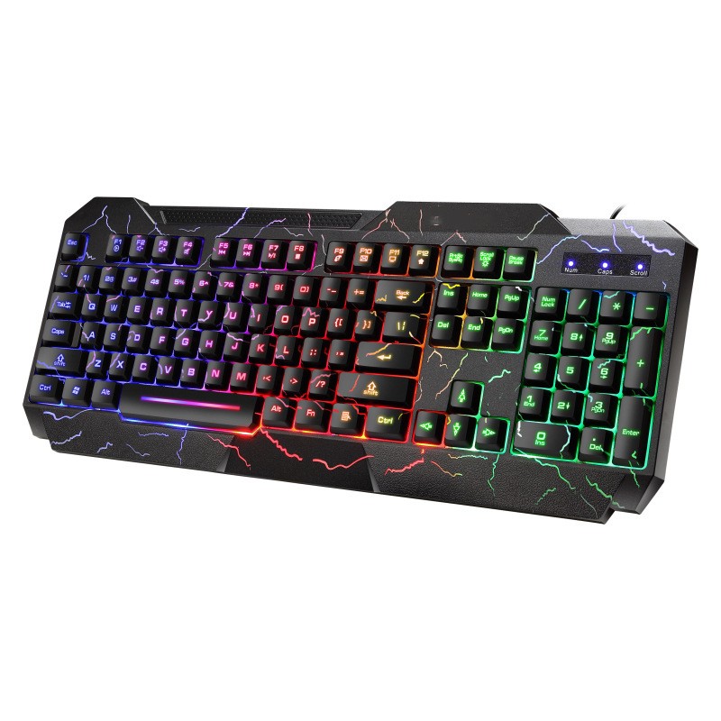 Gaming keyboard with colorful backlighting on a white background