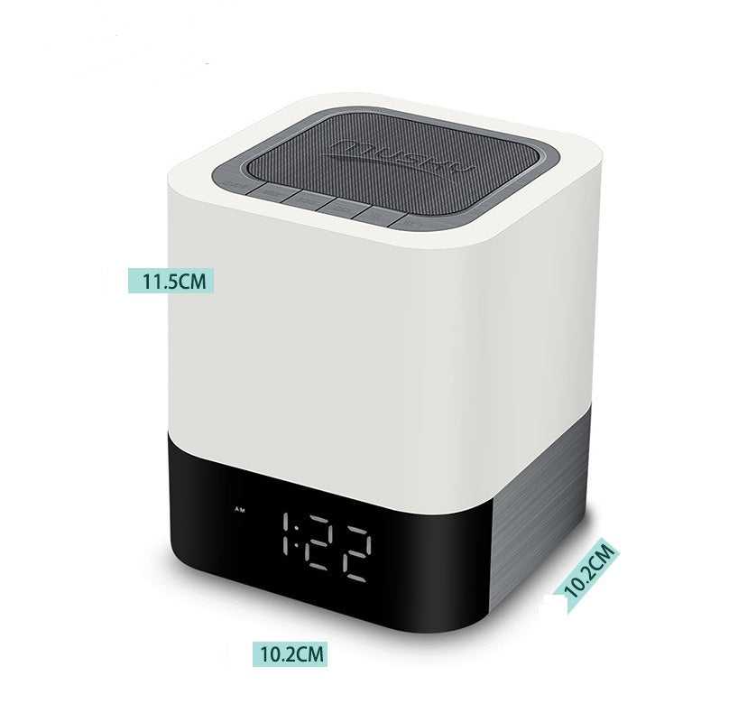 White and black rectangular device with digital display on a white background