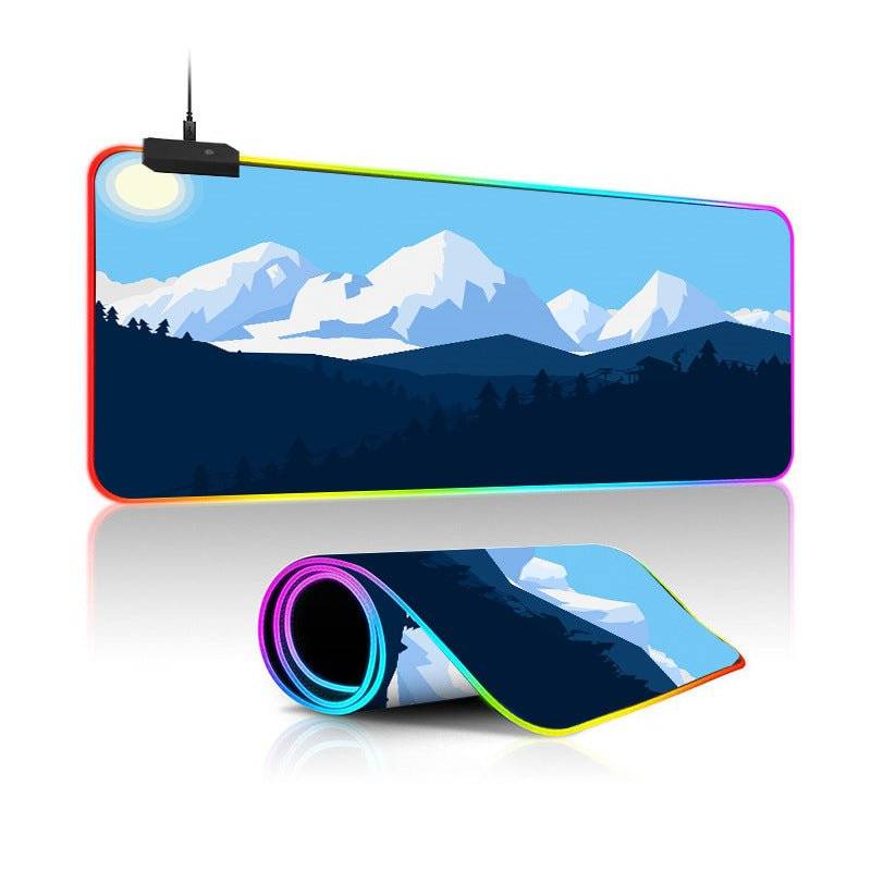 Oversized RGB Luminous Mouse Pad โ Landscape Design, Non-Slip, Gaming Desk Mat - TechTronic