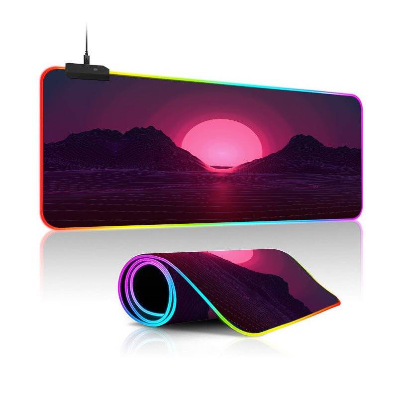 Oversized RGB Luminous Mouse Pad โ Landscape Design, Non-Slip, Gaming Desk Mat - TechTronic