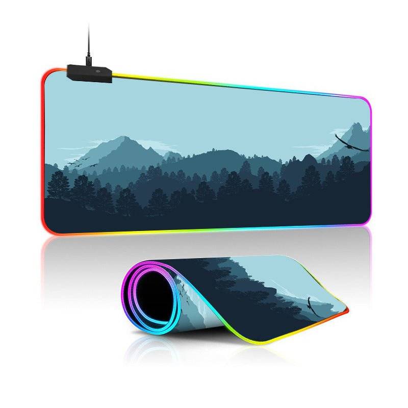 Oversized RGB Luminous Mouse Pad โ Landscape Design, Non-Slip, Gaming Desk Mat - TechTronic