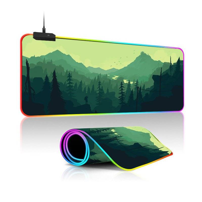 Oversized RGB Luminous Mouse Pad โ Landscape Design, Non-Slip, Gaming Desk Mat - TechTronic