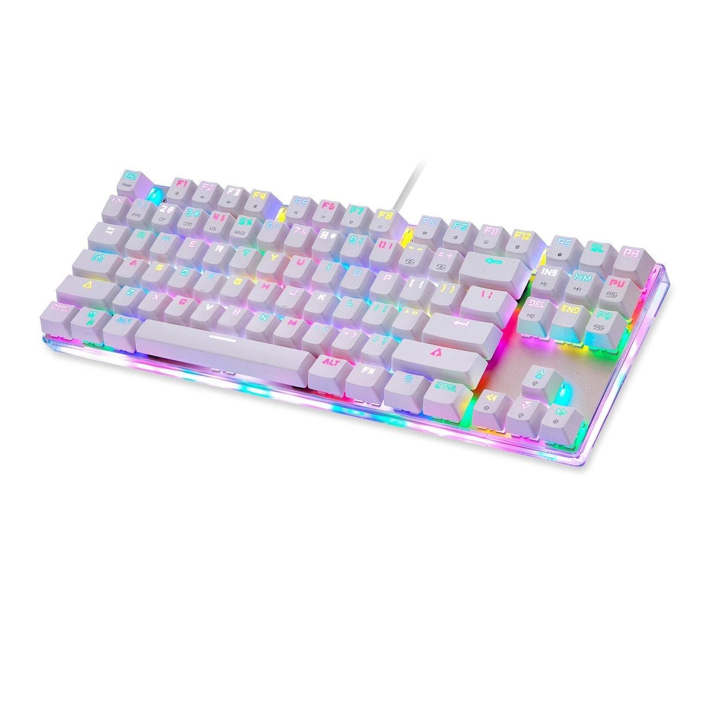 RGB Mechanical Keyboard with Transparent Bottom Cover β 87 Keys, Wired USB, White Green/Red Switches - TechTronic
