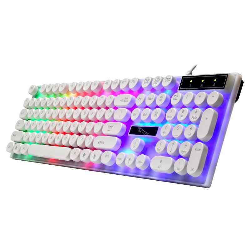 Mechanical keyboard with RGB lighting on a white background