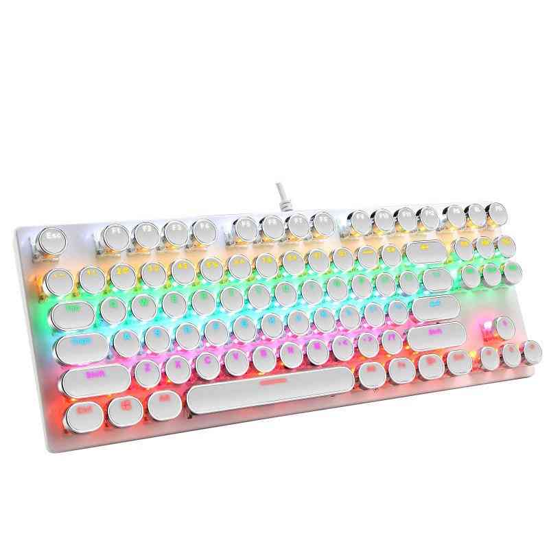 Colorful mechanical keyboard with RGB lighting on a white background