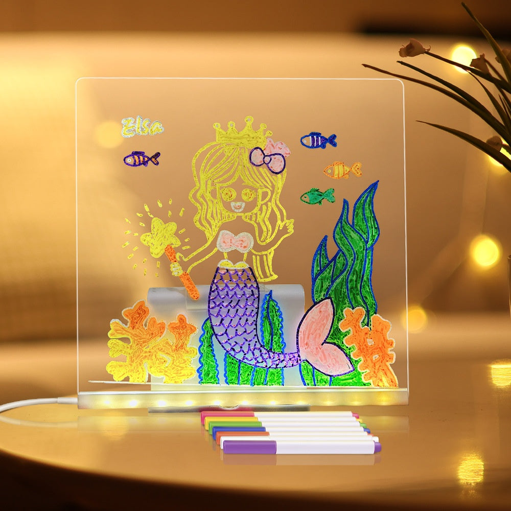 LED Acrylic Drawing Board with Stand and USB Nightlight