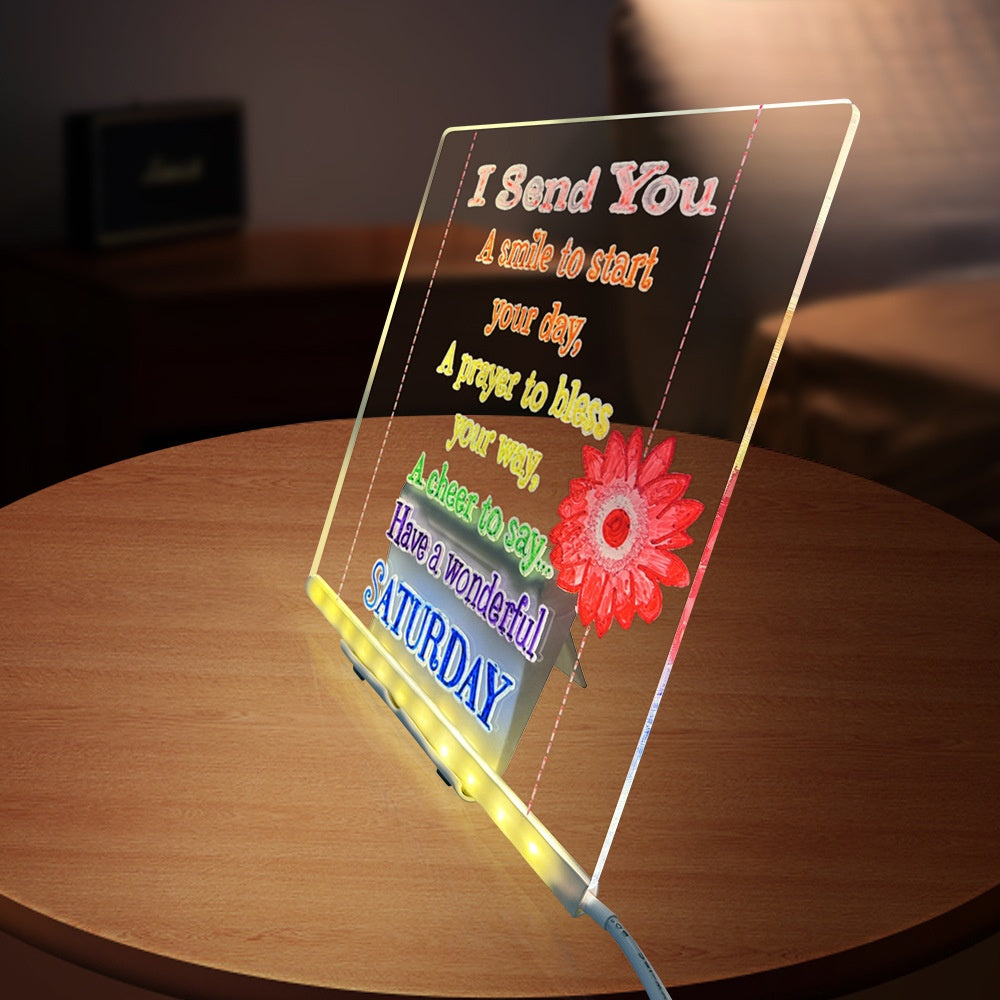 LED Acrylic Drawing Board with Stand and USB Nightlight