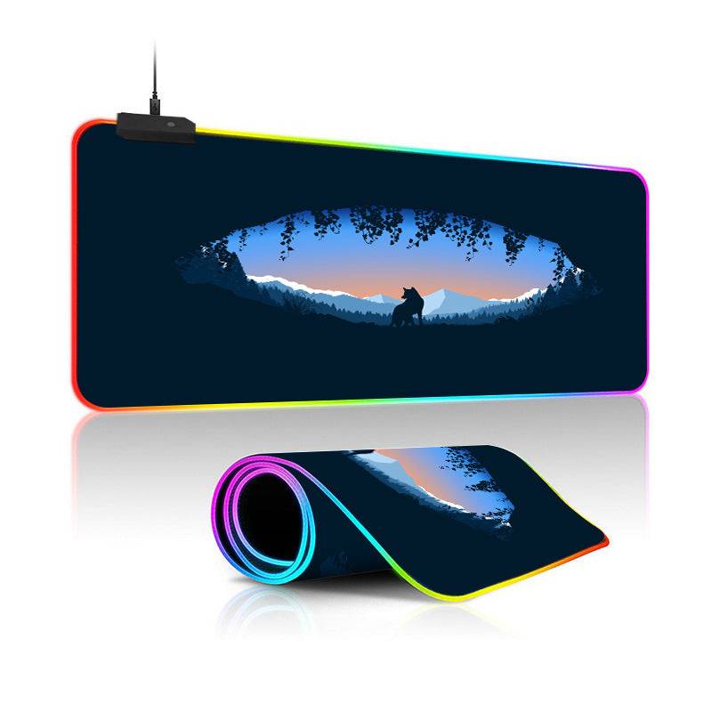 Oversized RGB Luminous Mouse Pad – Landscape Design, Non-Slip, Gaming Desk Mat - TechTronic