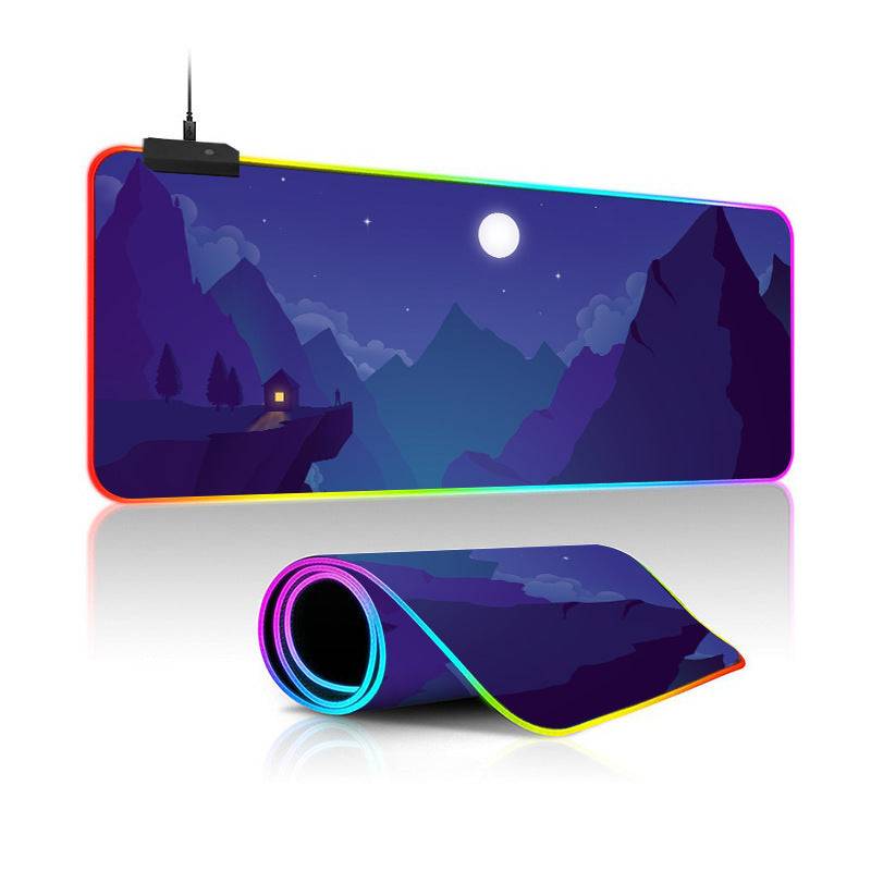 Oversized RGB Luminous Mouse Pad – Landscape Design, Non-Slip, Gaming Desk Mat - TechTronic