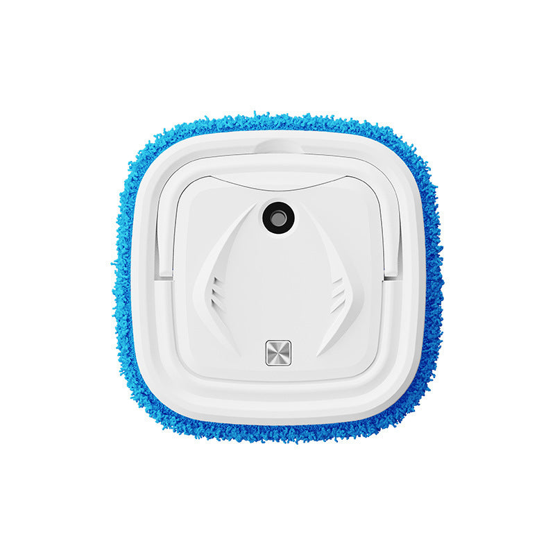 Square cleaning tool with blue scrubber on a white background