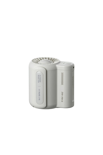 White electronic device with branding on a white background