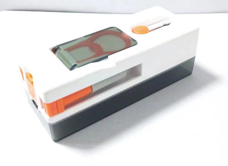 Product packaging with a smartphone inside on a white background