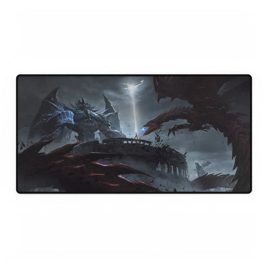 Gaming mouse pad with fantasy design featuring dragons and a castle.