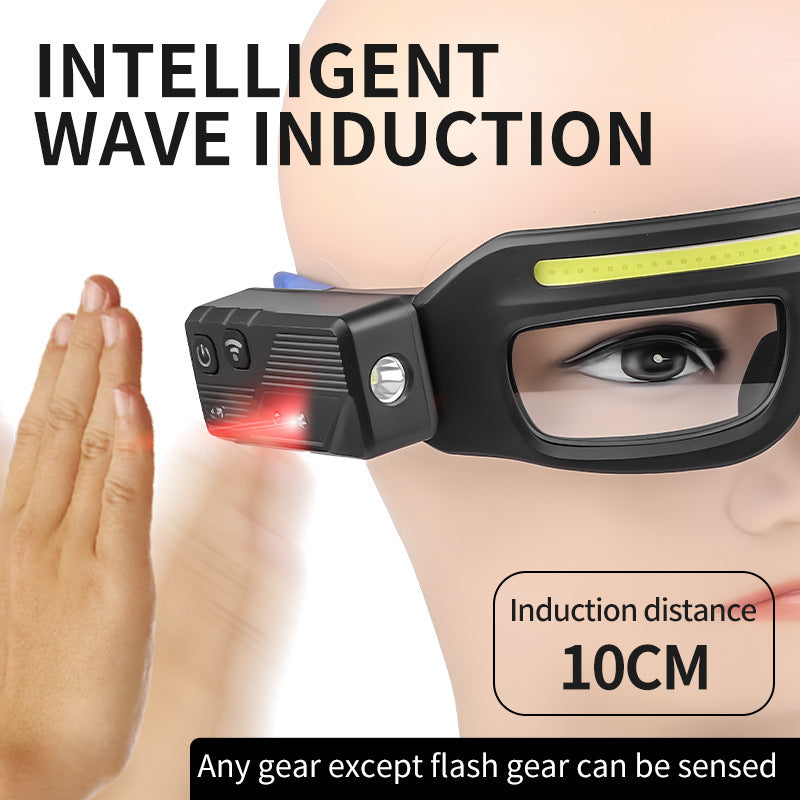 Multi-functional Glasses Light Light With Type-C Charging, Warning Headlamp, Compact And Portable, Touch-sensitive Headlamp