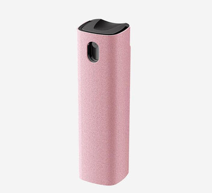 Pink textured power bank with black top on a white background