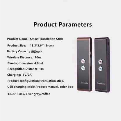 Smart translation stick with product parameters on a white background
