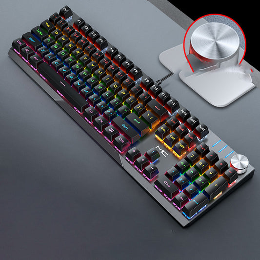 Mechanical keyboard with RGB lighting on a dark surface