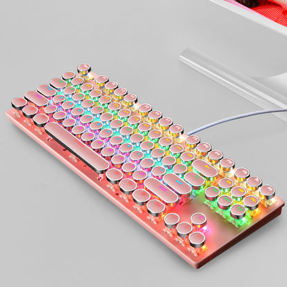 Mechanical keyboard with RGB lighting on a gray background