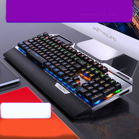 Mechanical keyboard with RGB lighting on a desk setup