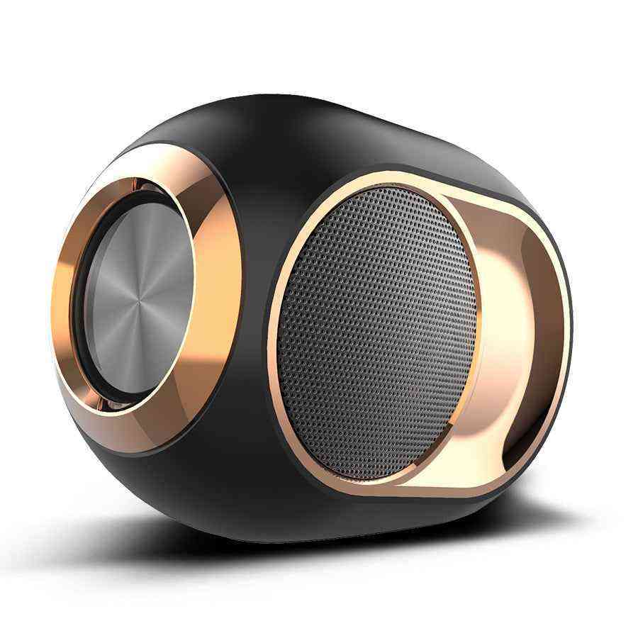 Black and gold speaker on a white background