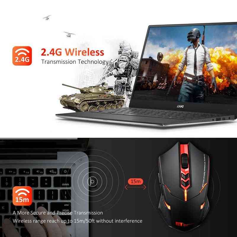 Laptop with gaming graphics and wireless transmission technology features, including a mouse.