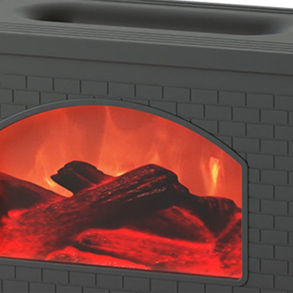 Wood burning in a brick stove with glowing embers