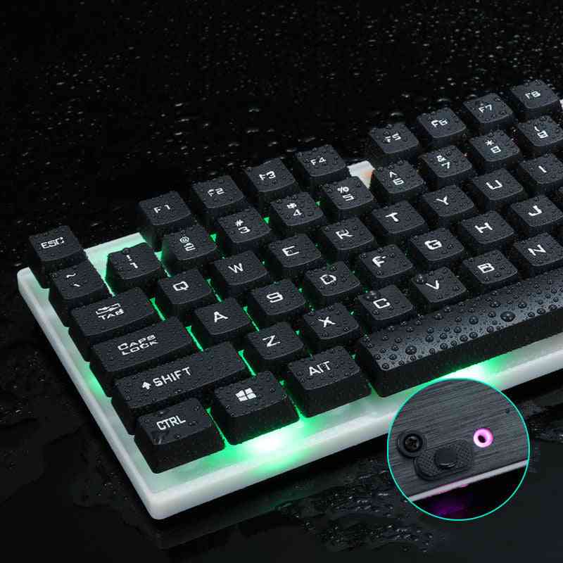 Gaming keyboard with RGB lighting on a dark background