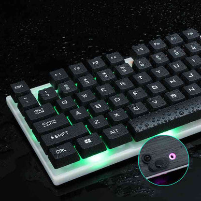 Gaming keyboard with RGB lighting on a dark background