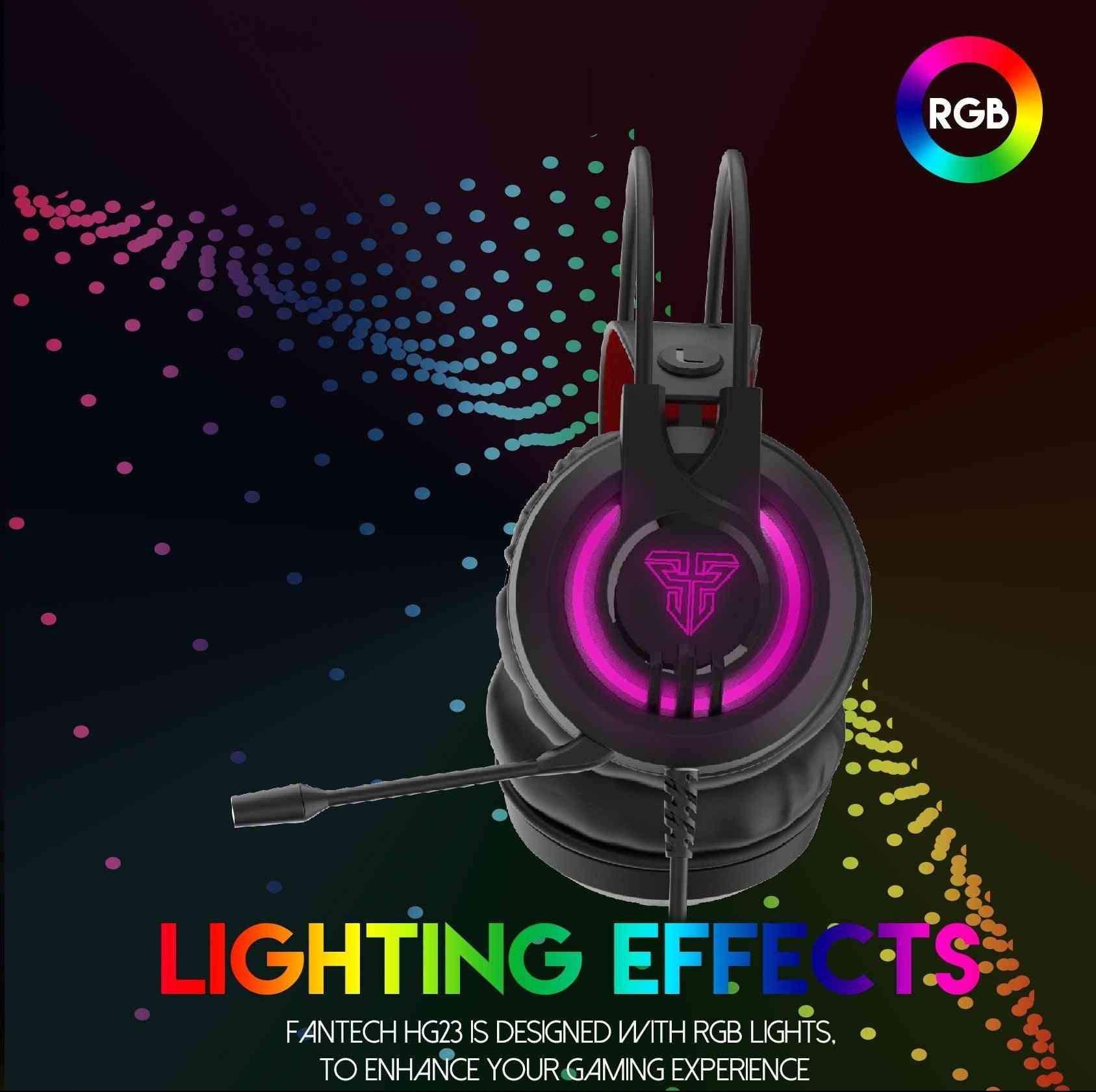 Gaming headset with RGB lighting effects on a dark background