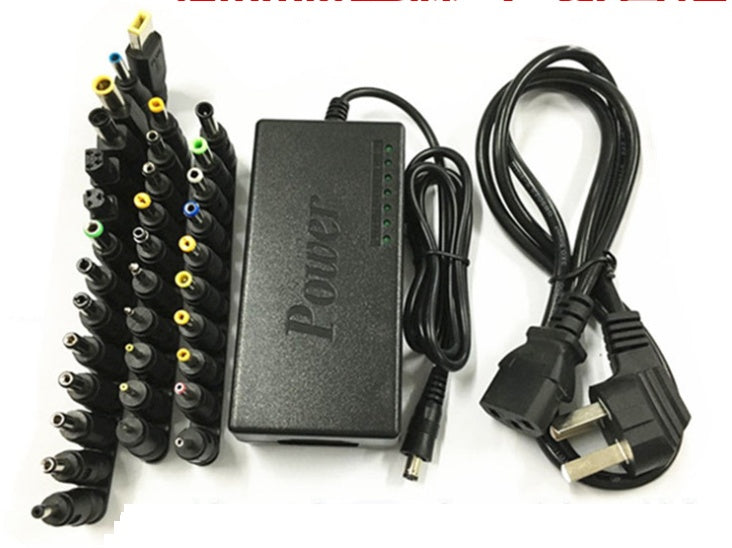 Power adapter with multiple plug heads on a white background