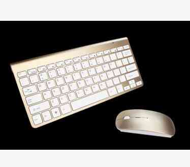Wireless keyboard and mouse set on a black background