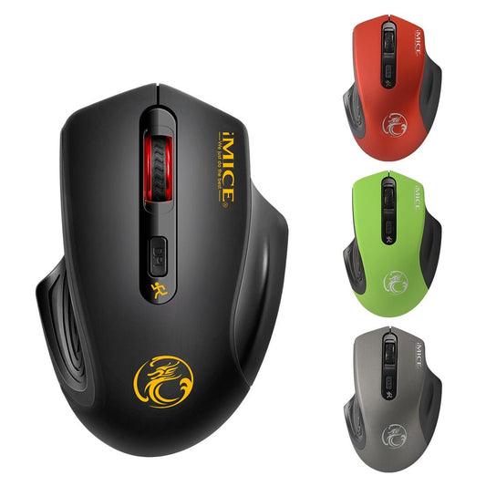 Collection of gaming mice in black, red, green, and gray on a white background