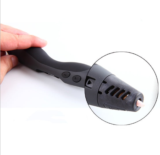 Handheld device with a nozzle, held by a hand on a white background