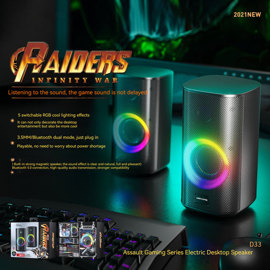 Assault Gaming Series Electric Desktop Speaker with RGB lighting effects on a dark background