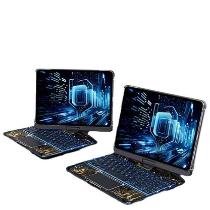 Two laptops with a futuristic design on a white background