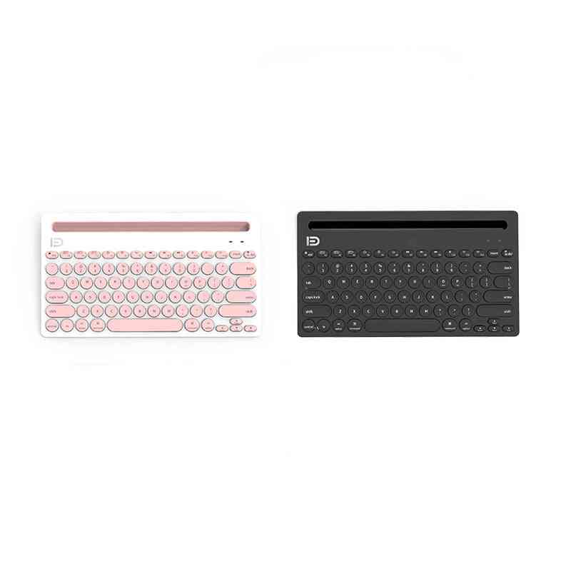 Two keyboards, one pink and one black, on a white background