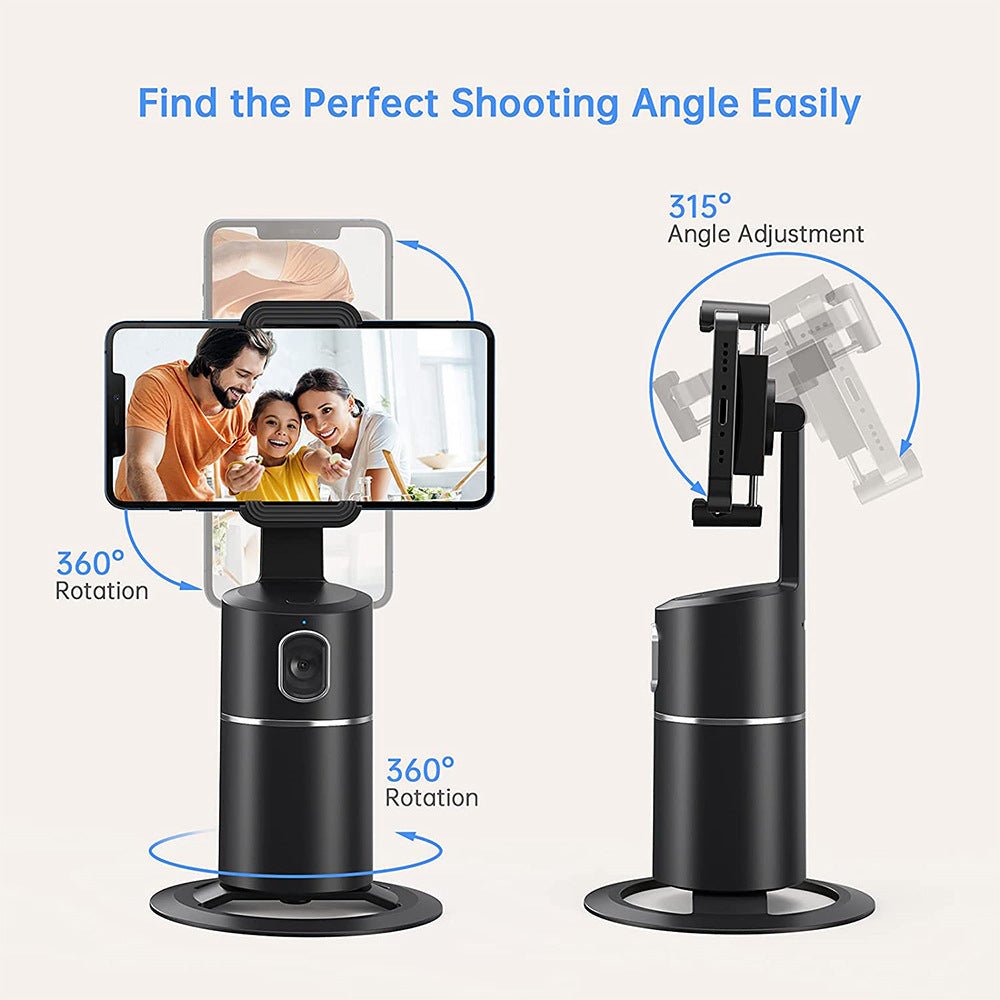 Phone holder with 360-degree rotation and 315-degree angle adjustment on a white background