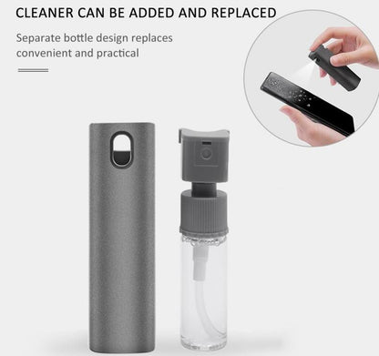 Gray cleaning device with separate bottle design on a white background