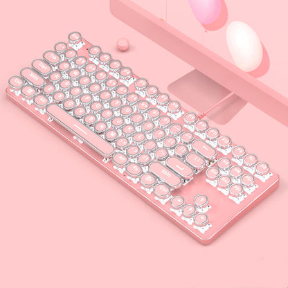 Pink and clear keyboard on a pink background