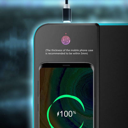 Wireless Charging RGB Luminous Mouse Pad – 300×800mm, 10W Fast Charge, Non-Slip Gaming Mat - TechTronic