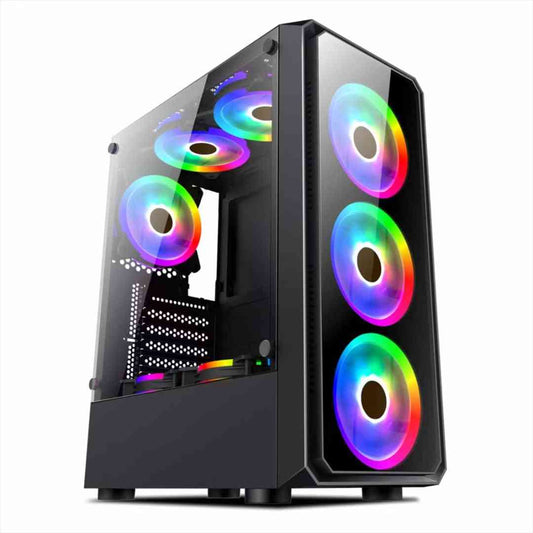 Double-sided Tempered Glass Desktop Computer Main Case on a white background