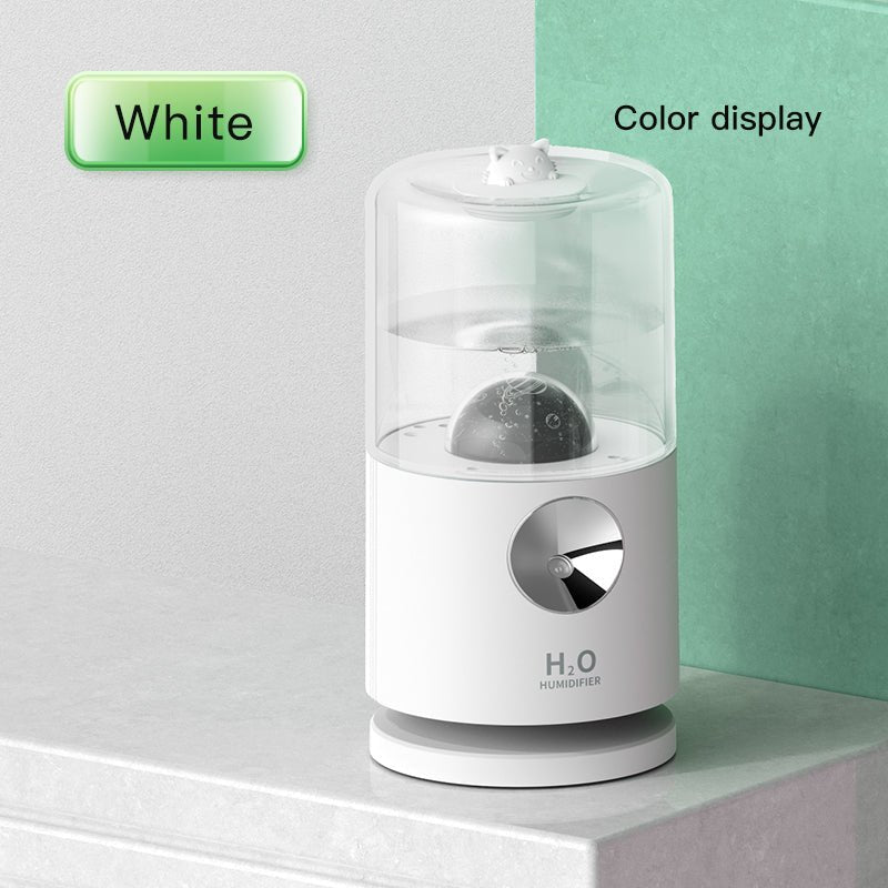 White humidifier with a color display labeled 'White' on a light gray background.