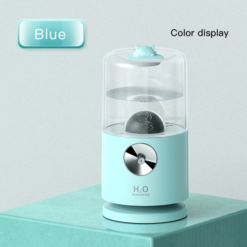 Blue humidifier on a light blue platform with 'Color display' text.