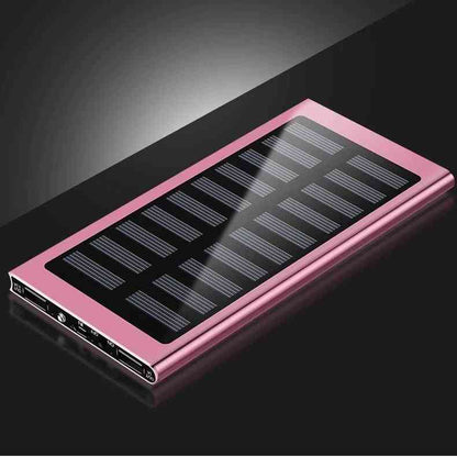 Pink solar power bank on a black background