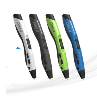 Four digital pens in different colors on a white background