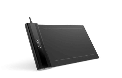 Black graphic tablet with 'VEIKK' branding on a white background