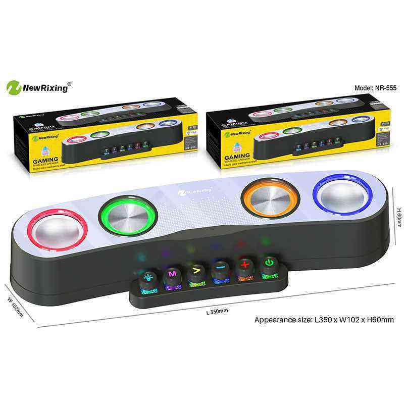 NewRixing gaming Bluetooth speaker with RGB lighting and retail packaging