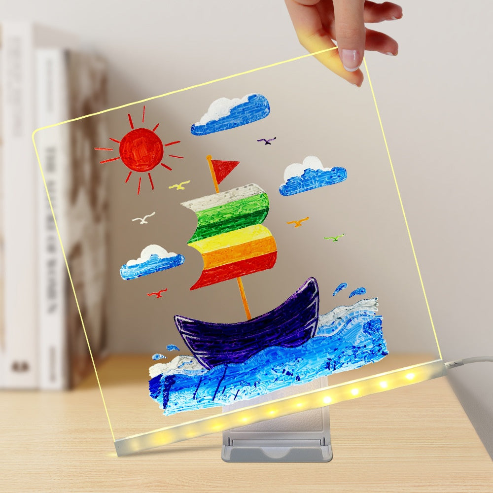 LED Acrylic Drawing Board with Stand and USB Nightlight